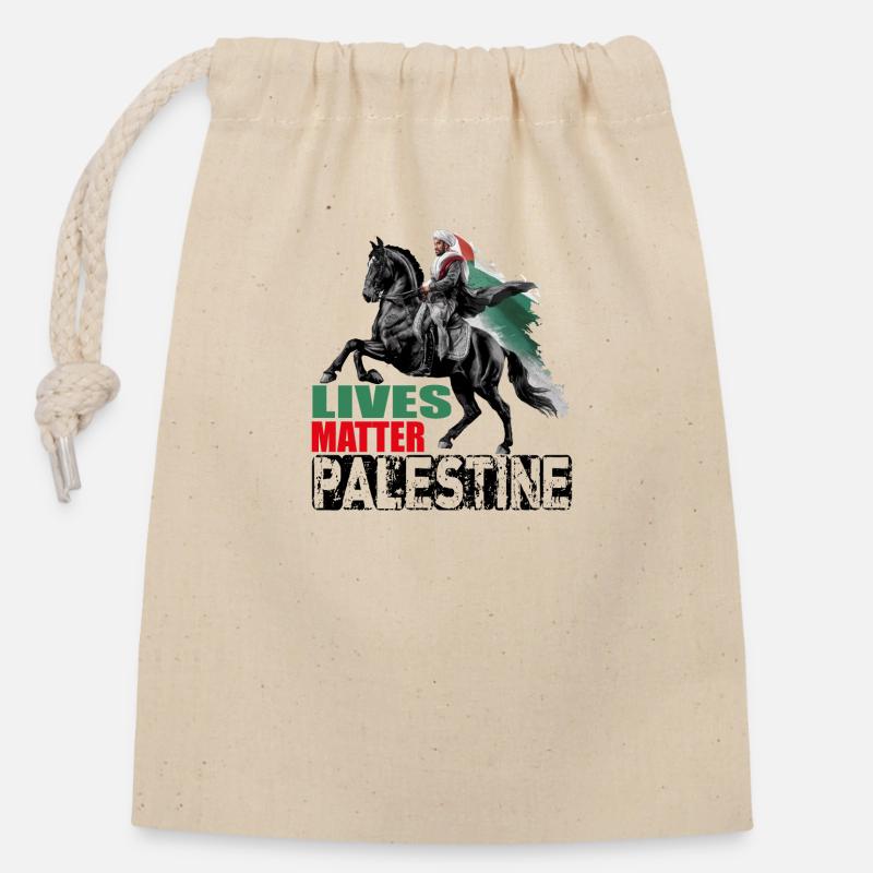 Les vies palestiniennes comptent - Sac cadeau en coton avec cordon (14 x 20 cm) - nature