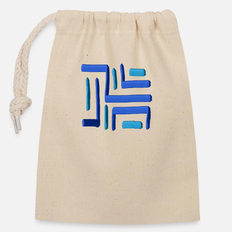 Labyrinth Painting Blue - Closable cotton gift bag (14x20cm) - nature