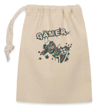 Gamer Game Play Online Computer Gaming Arcade Neon - Closable cotton gift bag (14x20cm) - nature - Front