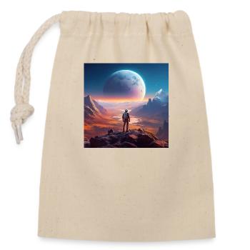 Pluto und sein aufgehender Mond Charon - Verschließbarer Geschenkbeutel aus Baumwolle (14x20cm) - Natur - Vorne