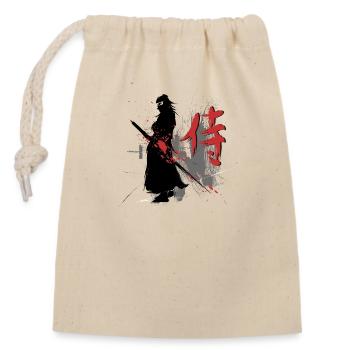 samouraï - Sac cadeau en coton avec cordon (14 x 20 cm) - nature - Devant