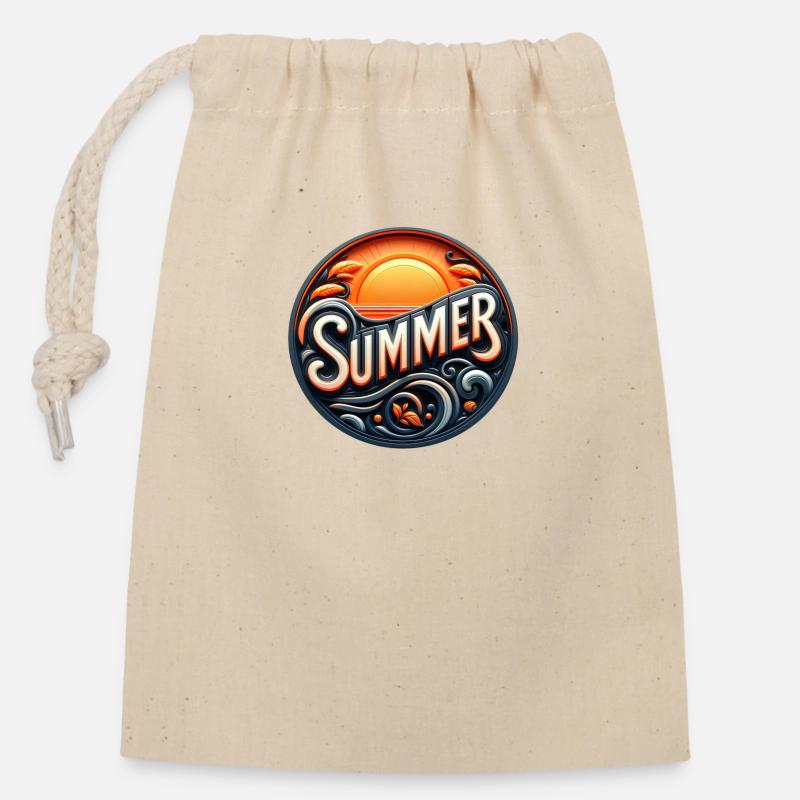 Sommer - Verschließbarer Geschenkbeutel aus Baumwolle (14x20cm) - Natur