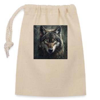 Les loups vikings d’Odin Geri et Freki Valhalla - Sac cadeau en coton avec cordon (14 x 20 cm) - nature - Devant