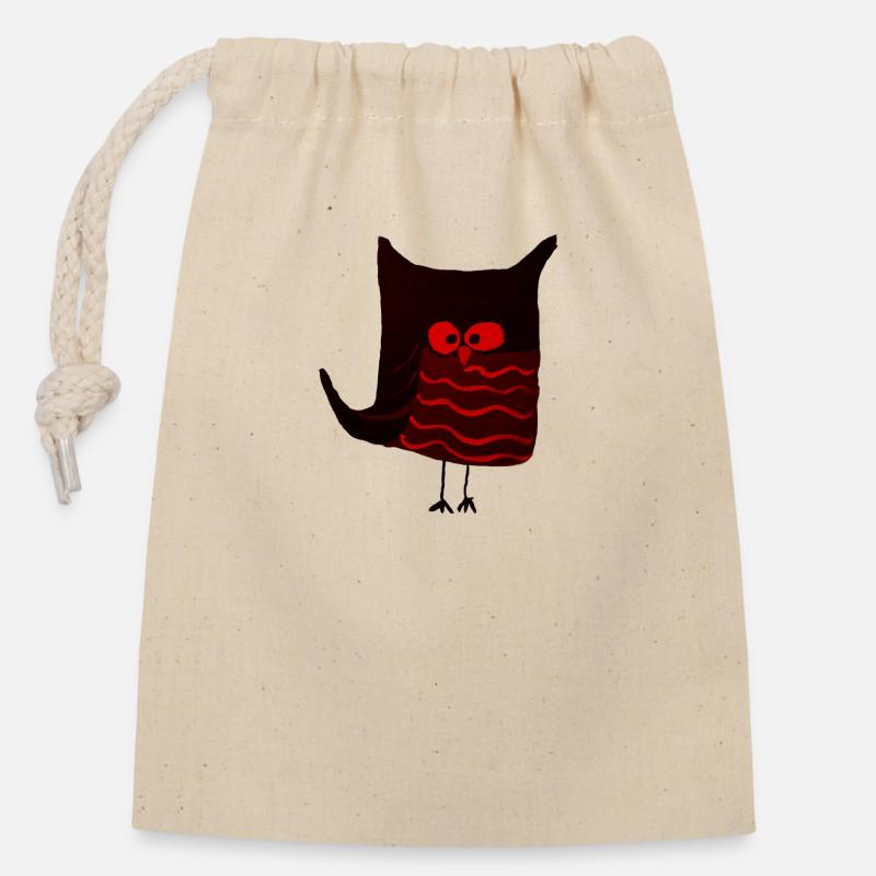 Eulalia Noir Rouge - Sac cadeau en coton avec cordon (14 x 20 cm) - nature