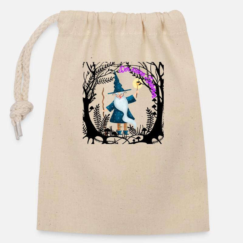 Le petit magicien - Sac cadeau en coton avec cordon (14 x 20 cm) - nature