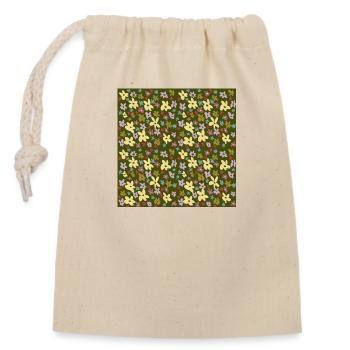 Motif de fleurs - Sac cadeau en coton avec cordon (14 x 20 cm) - nature - Devant