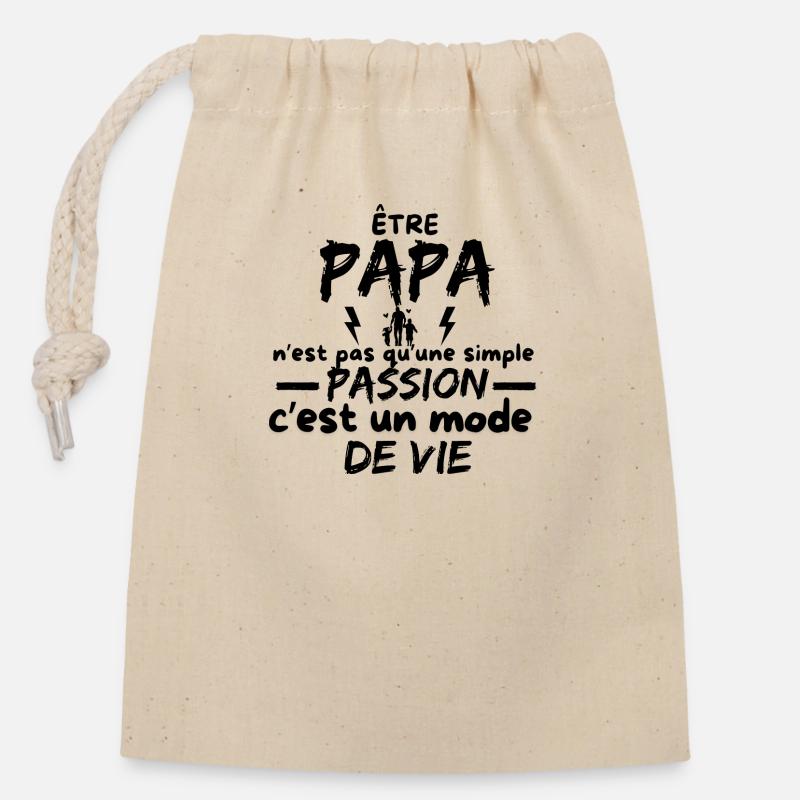 PAPA - Sac cadeau en coton avec cordon (14 x 20 cm) - nature