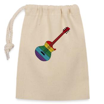 Regenbogen Gitarre Rock'n'Roll Design - Verschließbarer Geschenkbeutel aus Baumwolle (14x20cm) - Natur - Vorne