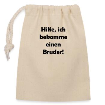 Hilfe, ich bekomme einen Bruder! - Verschließbarer Geschenkbeutel aus Baumwolle (14x20cm) - Natur - Vorne