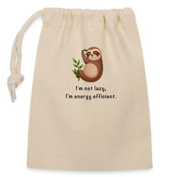 I'm not lazy, I'm energy efficient. Cute Sloth. - Verschließbarer Geschenkbeutel aus Baumwolle (14x20cm) - Natur - Vorne