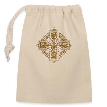 Celtic circles corners swatches gothic symbols - Closable cotton gift bag (14x20cm) - nature - Front