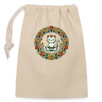 Zen Kitty Cat - Closable cotton gift bag (14x20cm) - nature - Front