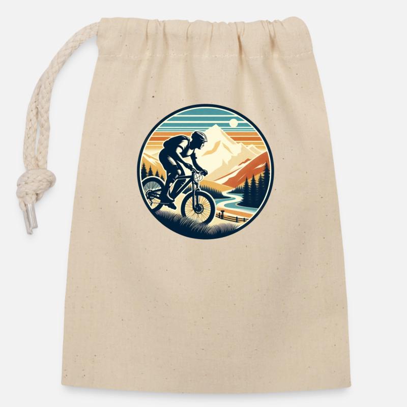 Mountainbiker - Verschließbarer Geschenkbeutel aus Baumwolle (14x20cm) - Natur