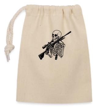 skeleton with sniper rifle - Closable cotton gift bag (14x20cm) - nature - Front