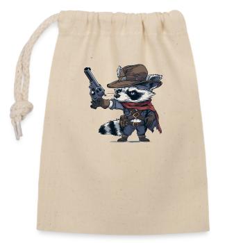 Waschbär-Western - Verschließbarer Geschenkbeutel aus Baumwolle (14x20cm) - Natur - Vorne