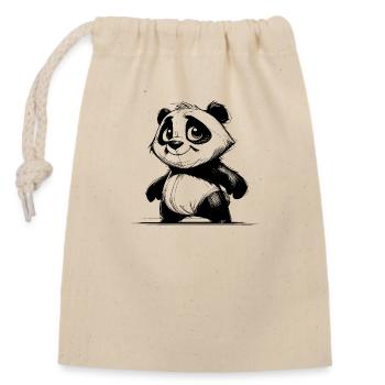 Cute Panda Baby Bear with Big Eyes Sketch - Closable cotton gift bag (14x20cm) - nature - Front