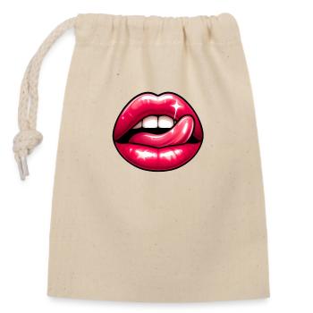 Lèvres Sexy Langue - Séduction Intense - Sac cadeau en coton avec cordon (14 x 20 cm) - nature - Devant