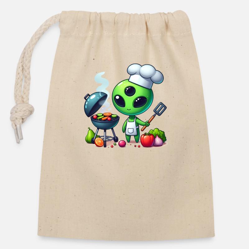 Alien Koch - Sac cadeau en coton avec cordon (14 x 20 cm) - nature