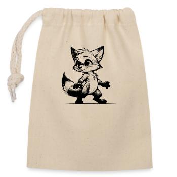 Kleiner Fuchs Baby Fuchs Zeichnung Skizze - Verschließbarer Geschenkbeutel aus Baumwolle (14x20cm) - Natur - Vorne
