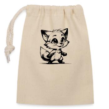 Süsser Baby Kinder Fuchs Bleistift Skizze - Verschließbarer Geschenkbeutel aus Baumwolle (14x20cm) - Natur - Vorne