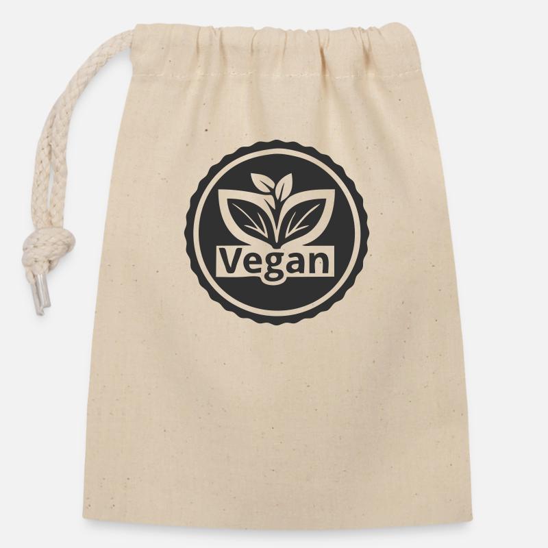 Devenez végétalien - Sac cadeau en coton avec cordon (14 x 20 cm) - nature