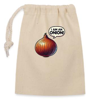 I am an Onion! - Verschließbarer Geschenkbeutel aus Baumwolle (14x20cm) - Natur - Vorne