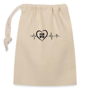Heartbeat Geocaching - Verschließbarer Geschenkbeutel aus Baumwolle (14x20cm) - Natur - Vorne