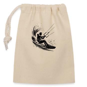 Kite Surfer Without Kite Splash Sea Water - Closable cotton gift bag (14x20cm) - nature - Front