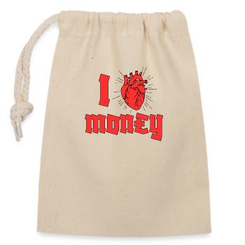 I Heart Money - Closable cotton gift bag (14x20cm) - nature - Front