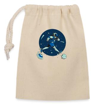 A cosmonaut runner - Closable cotton gift bag (14x20cm) - nature - Front