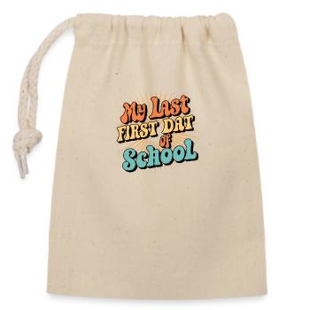 back to school - Closable cotton gift bag (14x20cm) - nature - Front