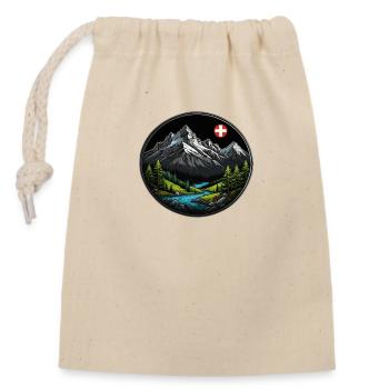 Swiss Mountains - Closable cotton gift bag (14x20cm) - nature - Front