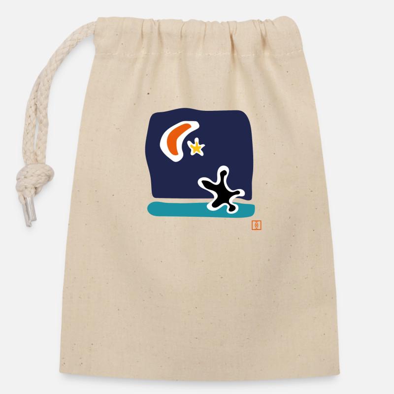 migrant - Sac cadeau en coton avec cordon (14 x 20 cm) - nature