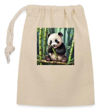 Panda - Closable cotton gift bag (14x20cm) - nature - Front