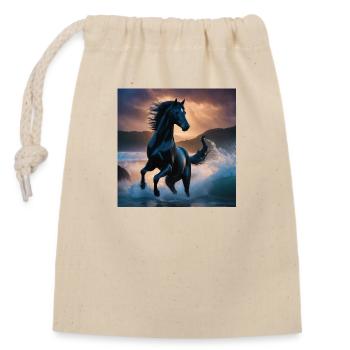 Cheval - Sac cadeau en coton avec cordon (14 x 20 cm) - nature - Devant