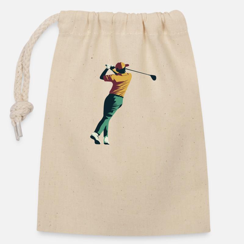 Golfer Golf Golfball - Verschließbarer Geschenkbeutel aus Baumwolle (14x20cm) - Natur