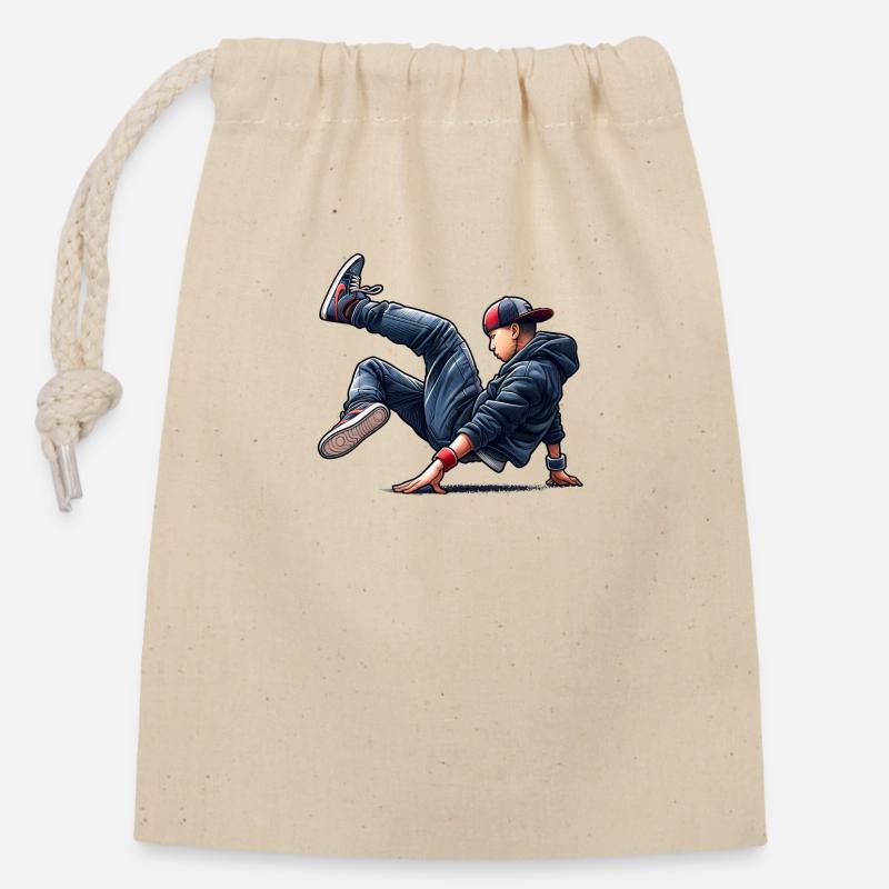 Breakdance - Sac cadeau en coton avec cordon (14 x 20 cm) - nature