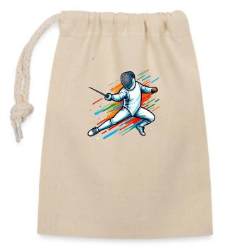 Fencing Fencer, Noble Sport - Closable cotton gift bag (14x20cm) - nature - Front