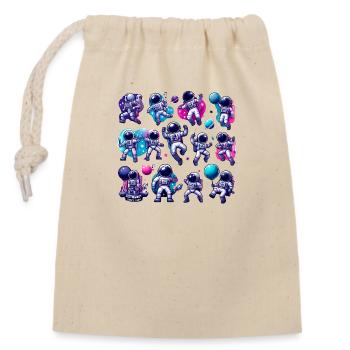 Astronaute Et Planète - Sac cadeau en coton avec cordon (14 x 20 cm) - nature - Devant