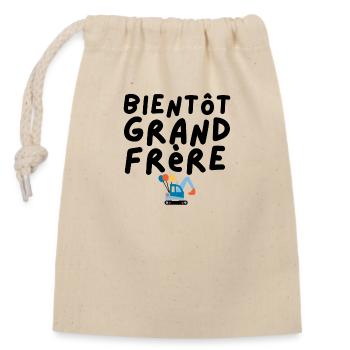 bientot grand frere - Sac cadeau en coton avec cordon (14 x 20 cm) - nature - Devant
