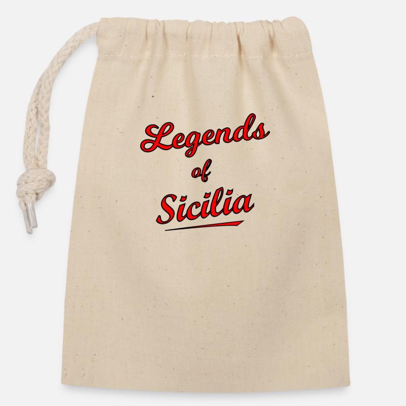 Les héros de la Sicile - Sac cadeau en coton avec cordon (14 x 20 cm) - nature