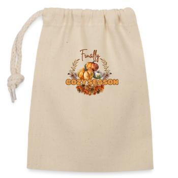Finally Cozy season - Closable cotton gift bag (14x20cm) - nature - Front