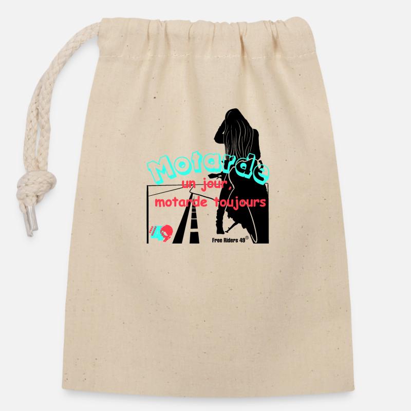 FR49 Motarde 1 jour - Sac cadeau en coton avec cordon (14 x 20 cm) - nature