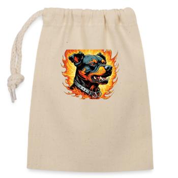 Flame Dog - Closable cotton gift bag (14x20cm) - nature - Front