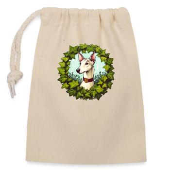 Vintage Galgo - Verschließbarer Geschenkbeutel aus Baumwolle (14x20cm) - Natur - Vorne