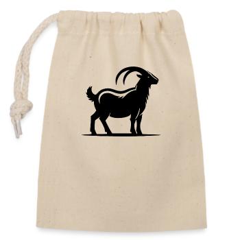 Ziegenbock Porträt Tattoo Style mit Hörnern - Verschließbarer Geschenkbeutel aus Baumwolle (14x20cm) - Natur - Vorne