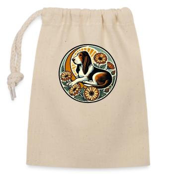 Basset Hound - Closable cotton gift bag (14x20cm) - nature - Front