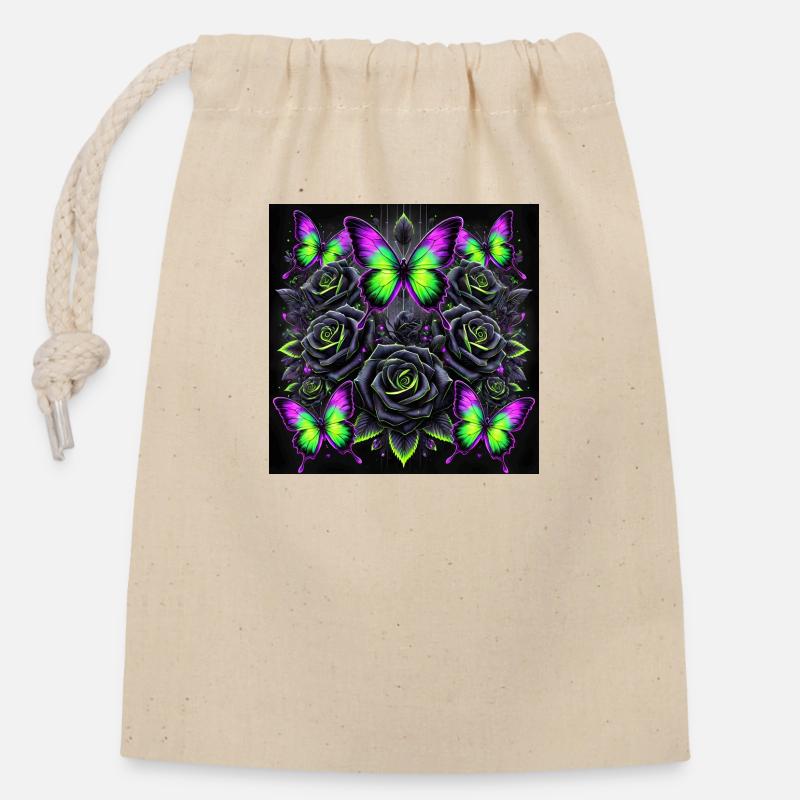 Neon Gothic Butterfly Art - Closable cotton gift bag (14x20cm) - nature