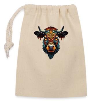 Beef Cow - Closable cotton gift bag (14x20cm) - nature - Front
