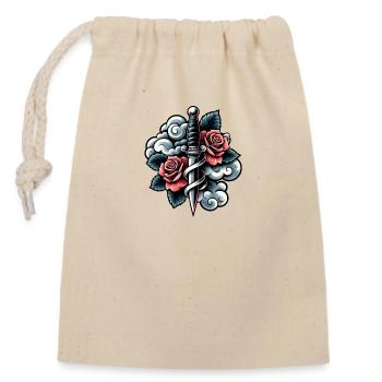 Rose and Dagger - Closable cotton gift bag (14x20cm) - nature - Front